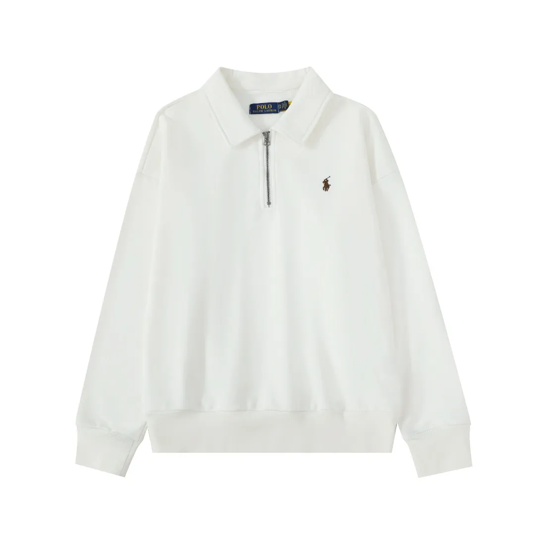 P260 #R99 Ralph Lauren pony logo eight-color half-zip lapel sweatshirt. Wear three times in one suit, easy to switch styles: Fully stand-up collar mode: crisp lapel three-dimensional windproof, taking into account warmth and cool lines, full of coolness ▫️Half-open lazy mode: slightly exposed collarbone, relaxed and comfortable | Pair with a shirt or high collar to show the intellectual atmosphere ▫️Full-open V-neck mode: Visually extends the neck-shoulder ratio | Stacking is more layered, hiding the flesh and making it look slimmer, making it easy to wear with a sense of luxury. Genderless design, shared wardrobe concept: White is gentle and elegant | Black is cool and slimming | Both colors can be used to create a couple CP look. 8 colors are available in the full line | From classic to soft | Meet all daily and occasion dressing needs Quality is reflected in the details: Micro-label logo embroidery | Loose but not procrastinating tailoring | High-grade fabrics ensure a comfortable fit. Easily manage various scenarios such as workplace commuting, weekend leisure, and date travel, effortless chic is the definition of effortless chic.  Color: Black White Navy Mint Green Khaki Pink Yellow Army Green Size: S M L